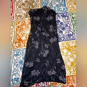 Little black dress w/silver glitter floral